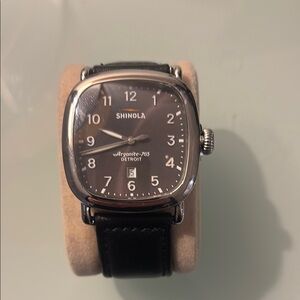 Shinola Argonite 705 Black Leather Watch